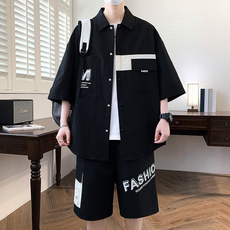 Mens Fashion Casual 2026 - Модный мужской комплект: футболка и шорты,