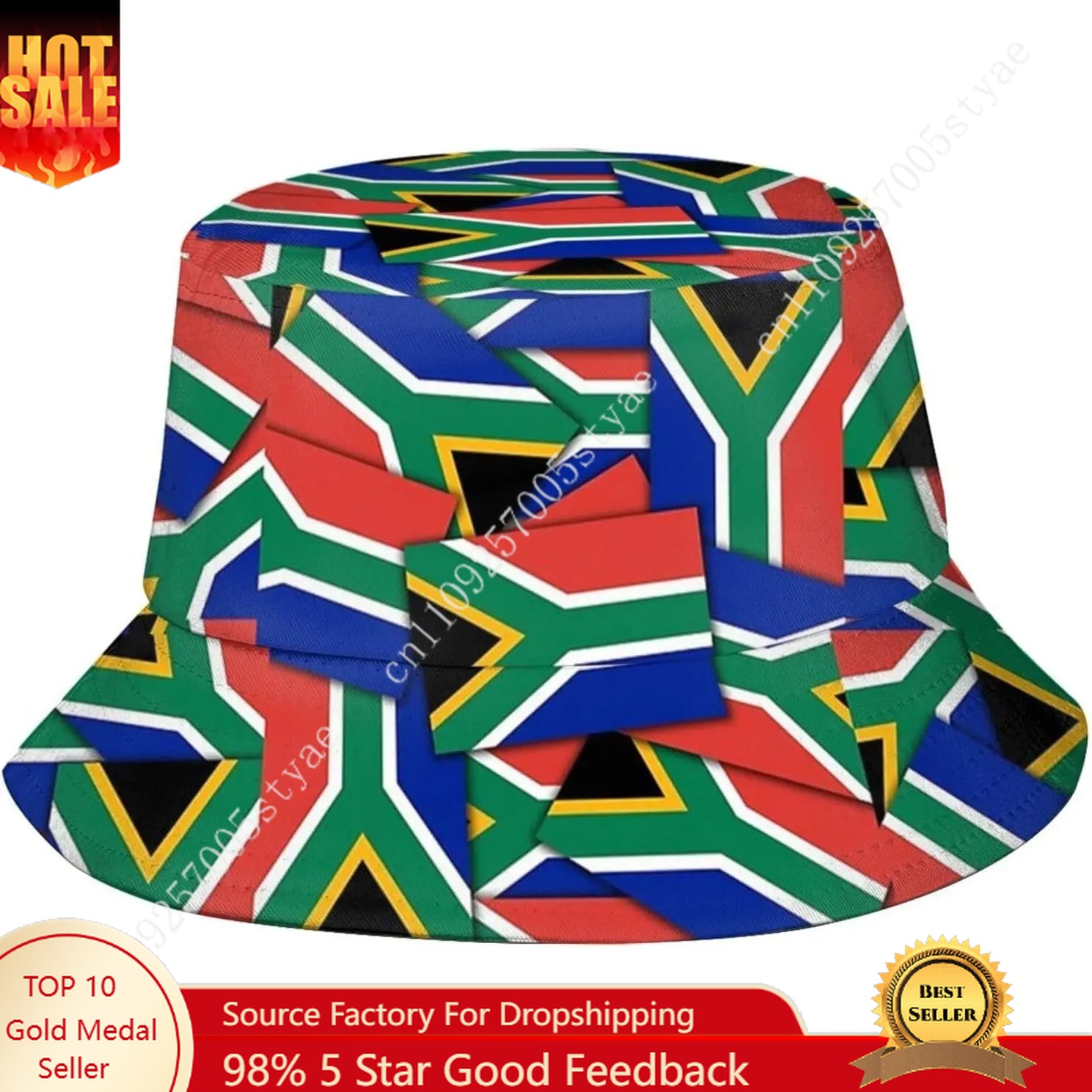 Mens Fashion Bucket Hat - Панама с флагом Южной Африки для