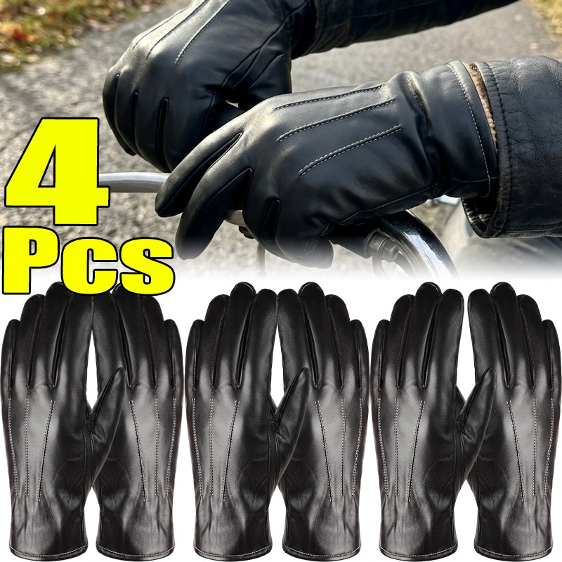 Driving Gloves Leather - Термоперчатки из искусственной кожи унисекс, зимние,