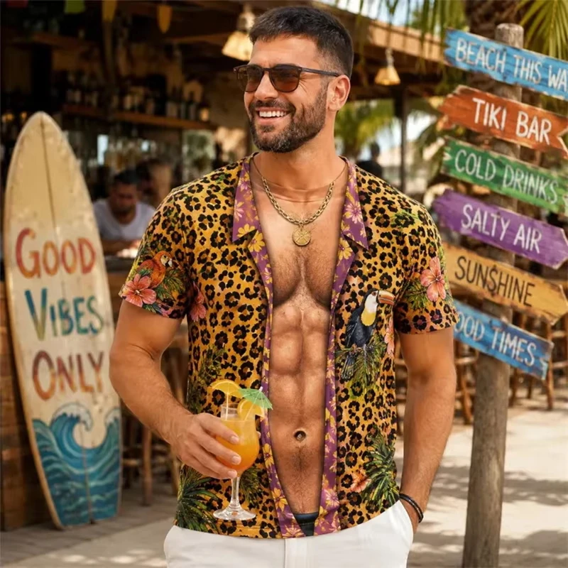 Забавная мужская футболка с 3D – обзор и цена Men'S Fashion Unbuttoned Shirt
